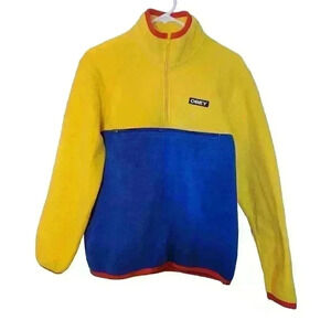 Obey Womens Half Zip Fleece Jacket Size Small Colorblock Kangaroo Pocket